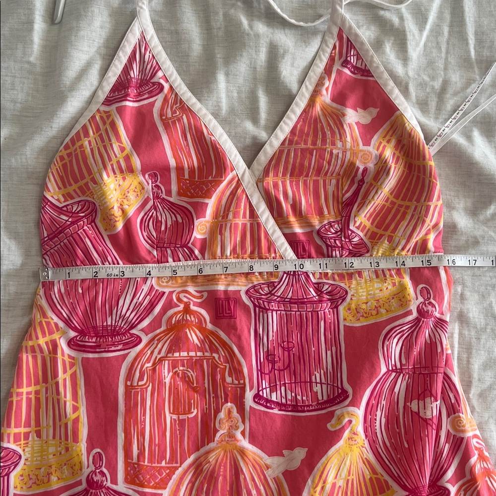 Vintage Lilly Pulitzer Pink Multi Birdcage Halter Mini Dress - Picture 6 of 11